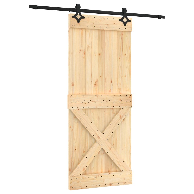 vidaXL Συρόμενη Πόρτα Φυσικό και Μαύρο 85 x 210 cm