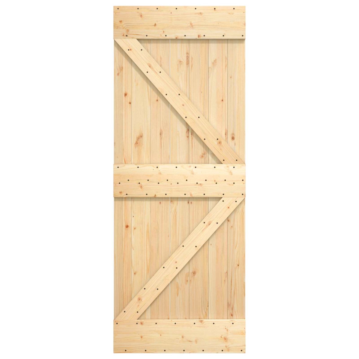 vidaXL Συρόμενη Πόρτα Φυσικό και Λευκό 80 x 210 cm Μασίφ Ξύλο Πεύκου