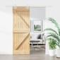 vidaXL Συρόμενη Πόρτα Φυσικό και Λευκό 80 x 210 cm Μασίφ Ξύλο Πεύκου
