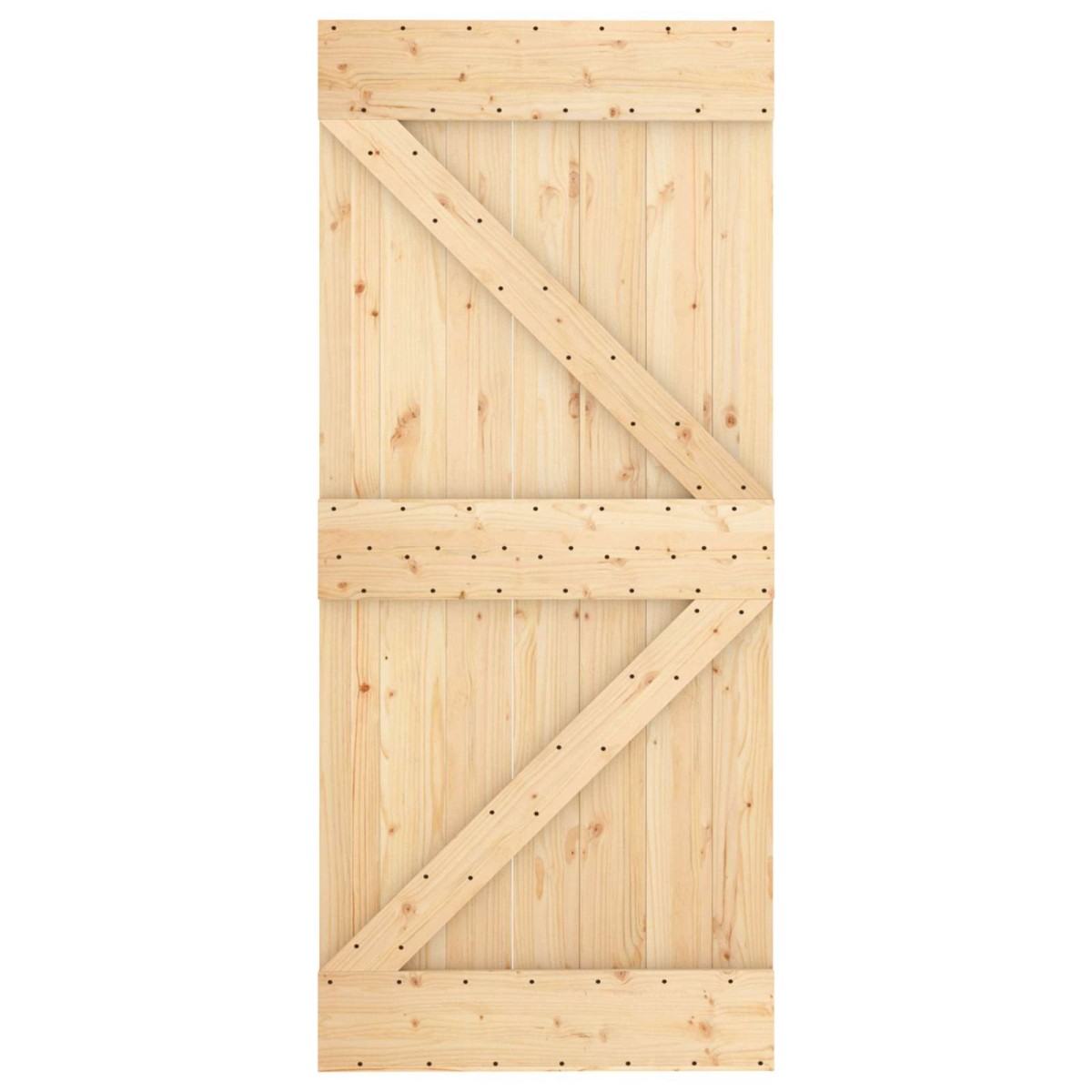 vidaXL Συρόμενη Πόρτα Φυσικό και Λευκό 90 x 210 cm Μασίφ Ξύλο Πεύκου