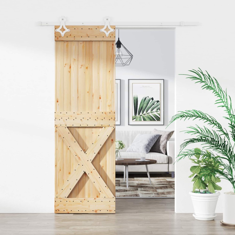 vidaXL Συρόμενη Πόρτα Φυσικό και Λευκό 70 x 210 cm