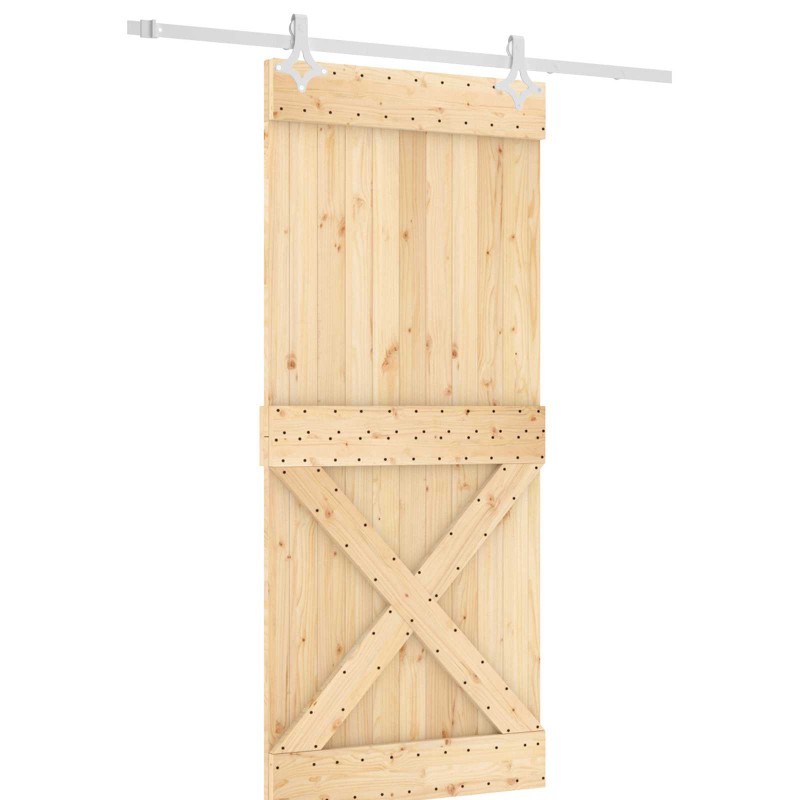vidaXL Συρόμενη Πόρτα Φυσικό και Λευκό 90 x 210 cm