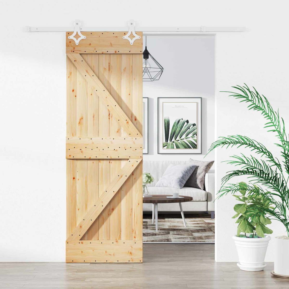 vidaXL Συρόμενη Πόρτα Φυσικό και Λευκό 70 x 210 cm