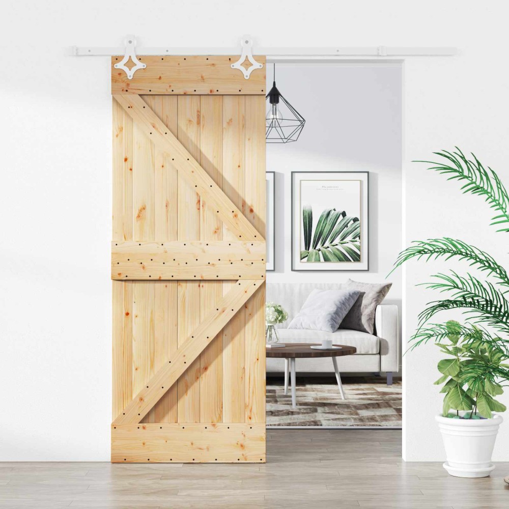 vidaXL Συρόμενη Πόρτα Φυσικό και Λευκό 85 x 210 cm