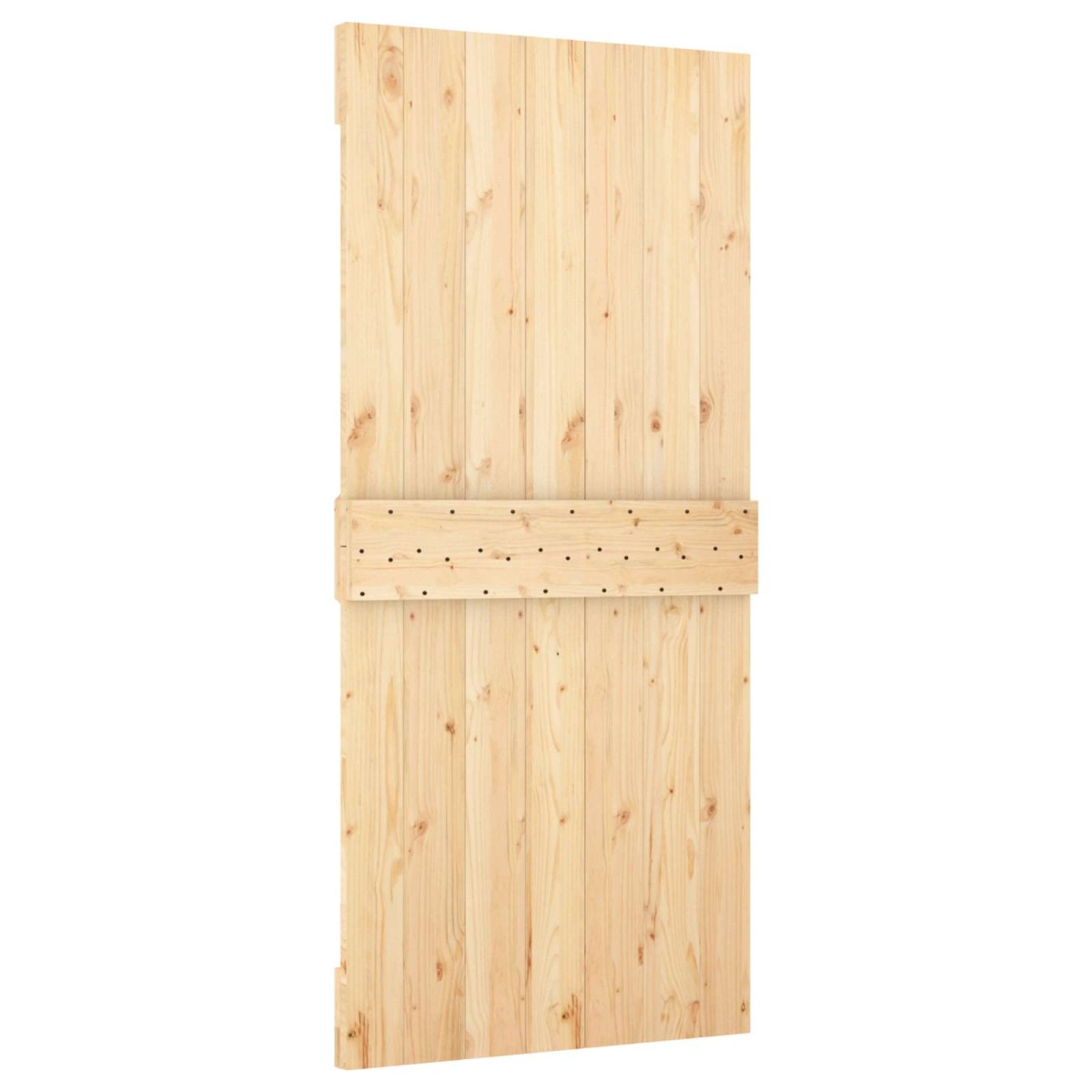 vidaXL Συρόμενη Πόρτα Φυσικό και Λευκό 100 x 210 cm Μασίφ Ξύλο Πεύκου