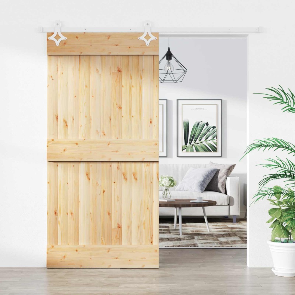 vidaXL Συρόμενη Πόρτα Φυσικό και Λευκό 100 x 210 cm