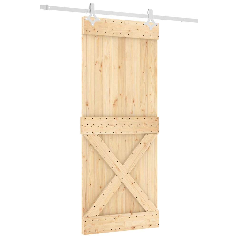 vidaXL Συρόμενη Πόρτα Φυσικό και Λευκό 85 x 210 cm