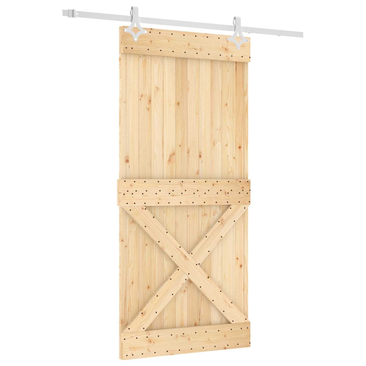 vidaXL Συρόμενη Πόρτα Φυσικό και Λευκό 95 x 210 cm