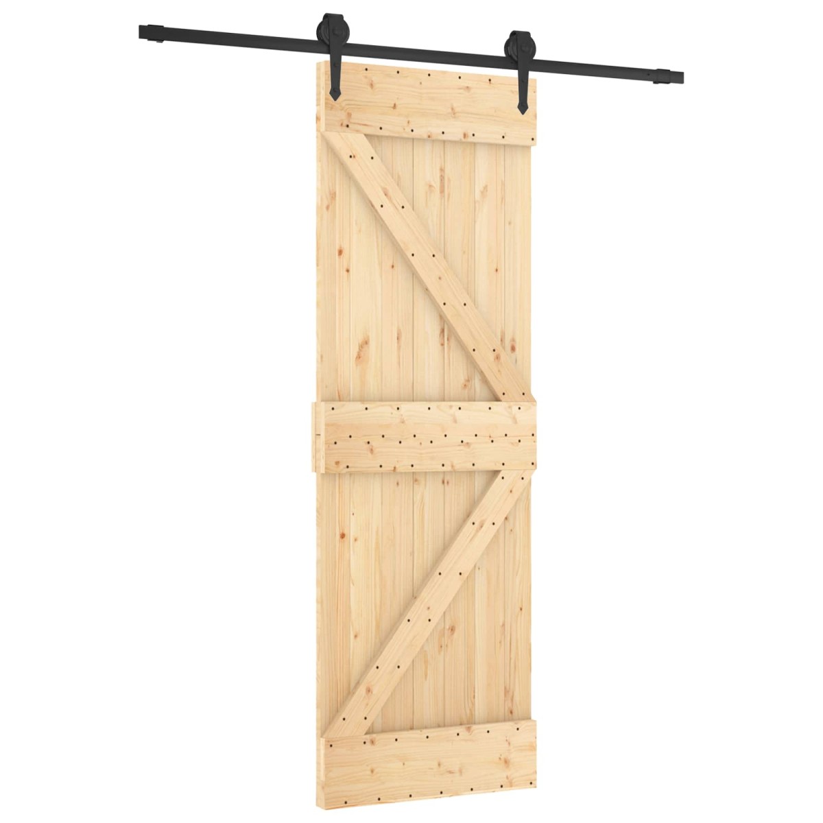 vidaXL Συρόμενη Πόρτα Φυσικό και Μαύρο 70 x 210 cm