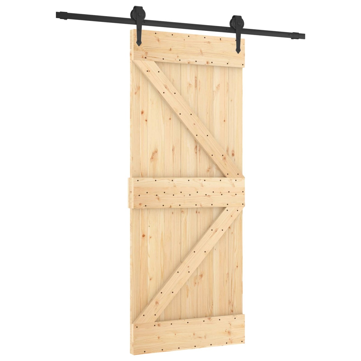 vidaXL Συρόμενη Πόρτα Φυσικό και Μαύρο 85 x 210 cm