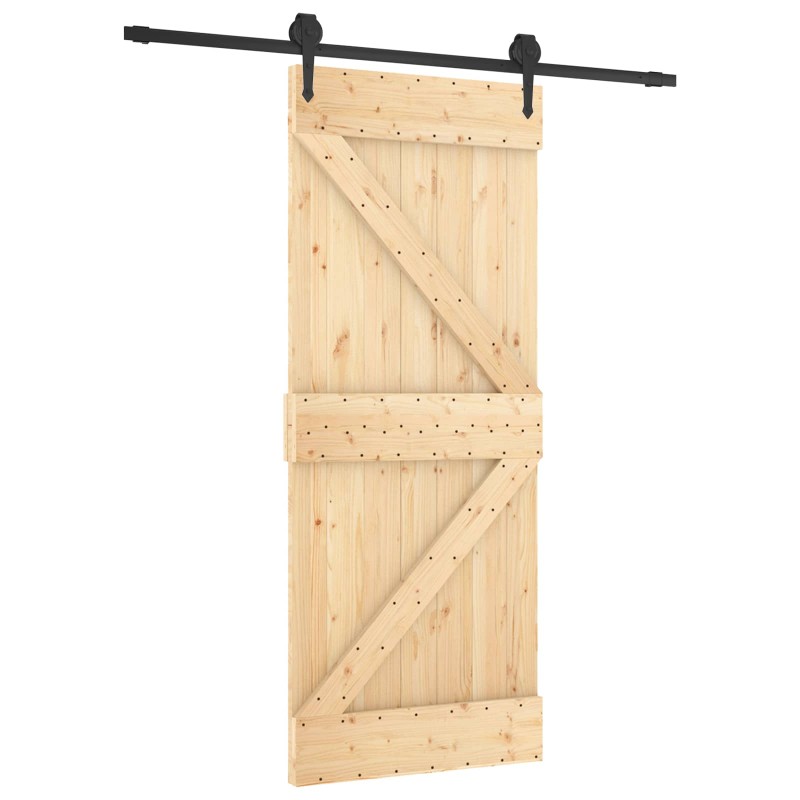 vidaXL Συρόμενη Πόρτα Φυσικό και Μαύρο 85 x 210 cm