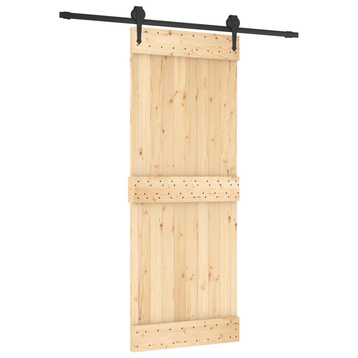 vidaXL Συρόμενη Πόρτα Φυσικό και Μαύρο 80 x 210 cm