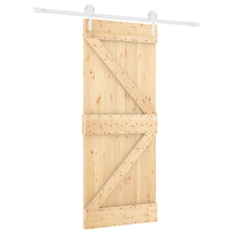 vidaXL Συρόμενη Πόρτα Φυσικό και Λευκό 85 x 210 cm