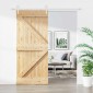 vidaXL Συρόμενη Πόρτα Φυσικό και Λευκό 90 x 210 cm Μασίφ Ξύλο Πεύκου