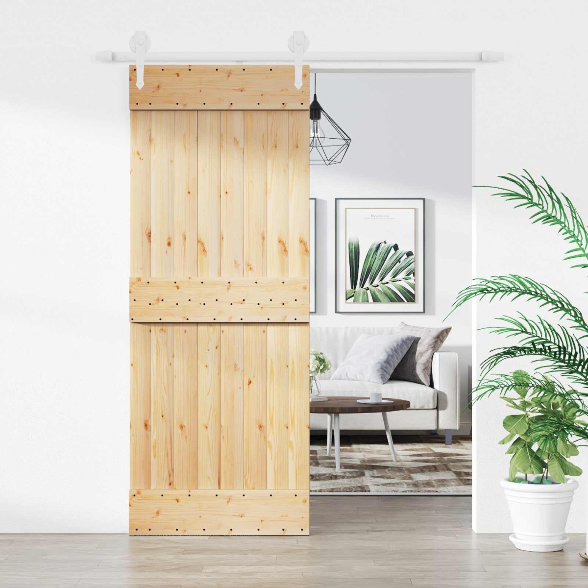 vidaXL Συρόμενη Πόρτα Φυσικό και Λευκό 80 x 210 cm