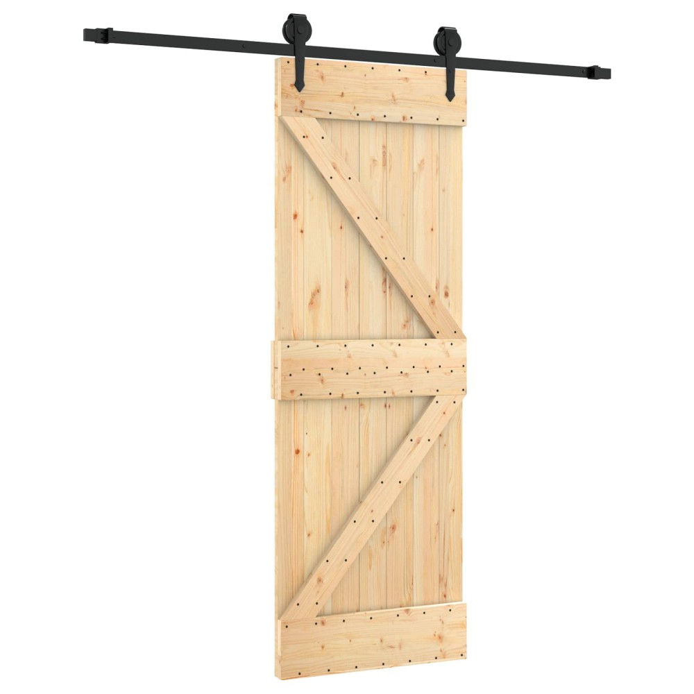 vidaXL Συρόμενη Πόρτα Φυσικό και Μαύρο 70 x 210 cm
