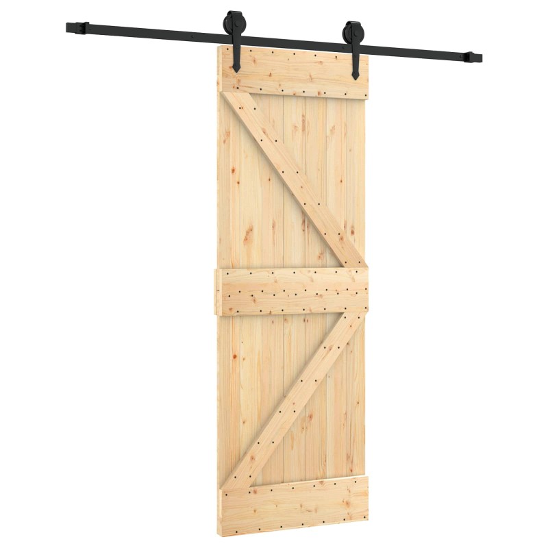 vidaXL Συρόμενη Πόρτα Φυσικό και Μαύρο 70 x 210 cm