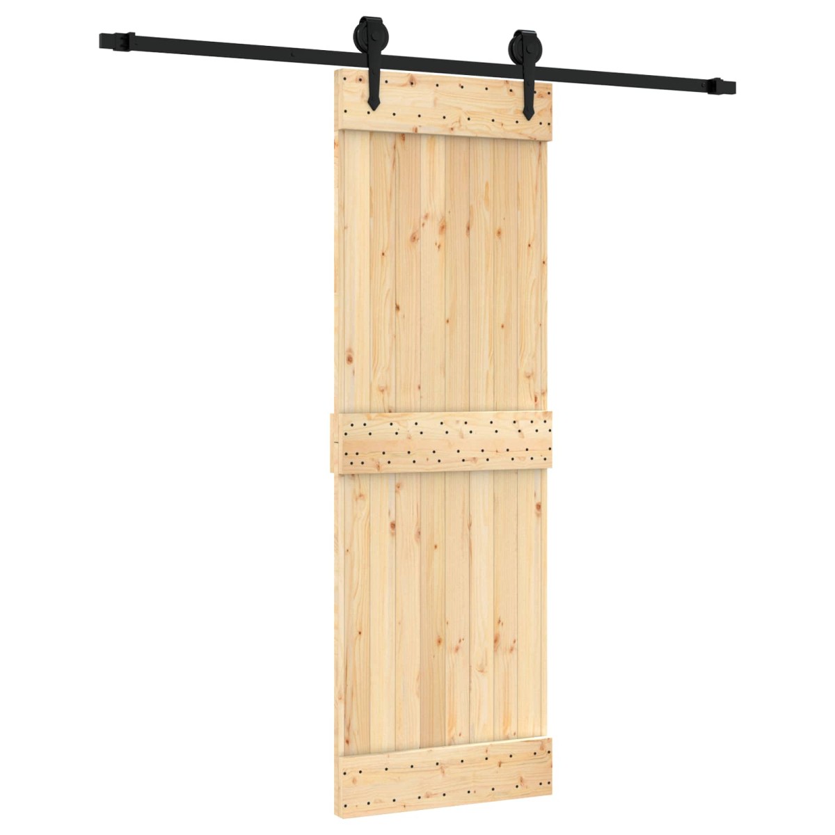 vidaXL Συρόμενη Πόρτα Φυσικό και Μαύρο 70 x 210 cm