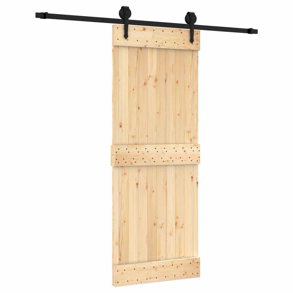vidaXL Συρόμενη Πόρτα Φυσικό και Μαύρο 80 x 210 cm