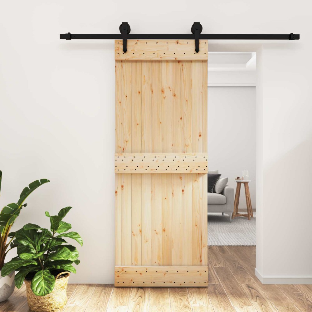 vidaXL Συρόμενη Πόρτα Φυσικό και Μαύρο 80 x 210 cm
