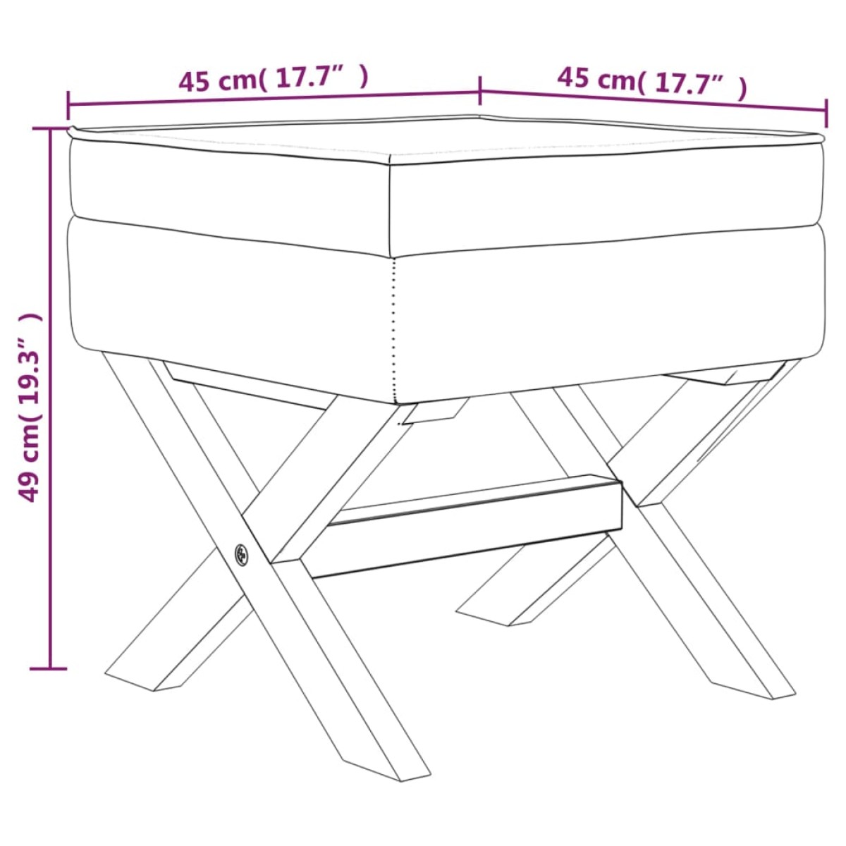vidaXL Σκαμπό Αποθήκευσης Σκούρο Γκρι 45 x 45 x 49 εκ. Υφασμάτινο