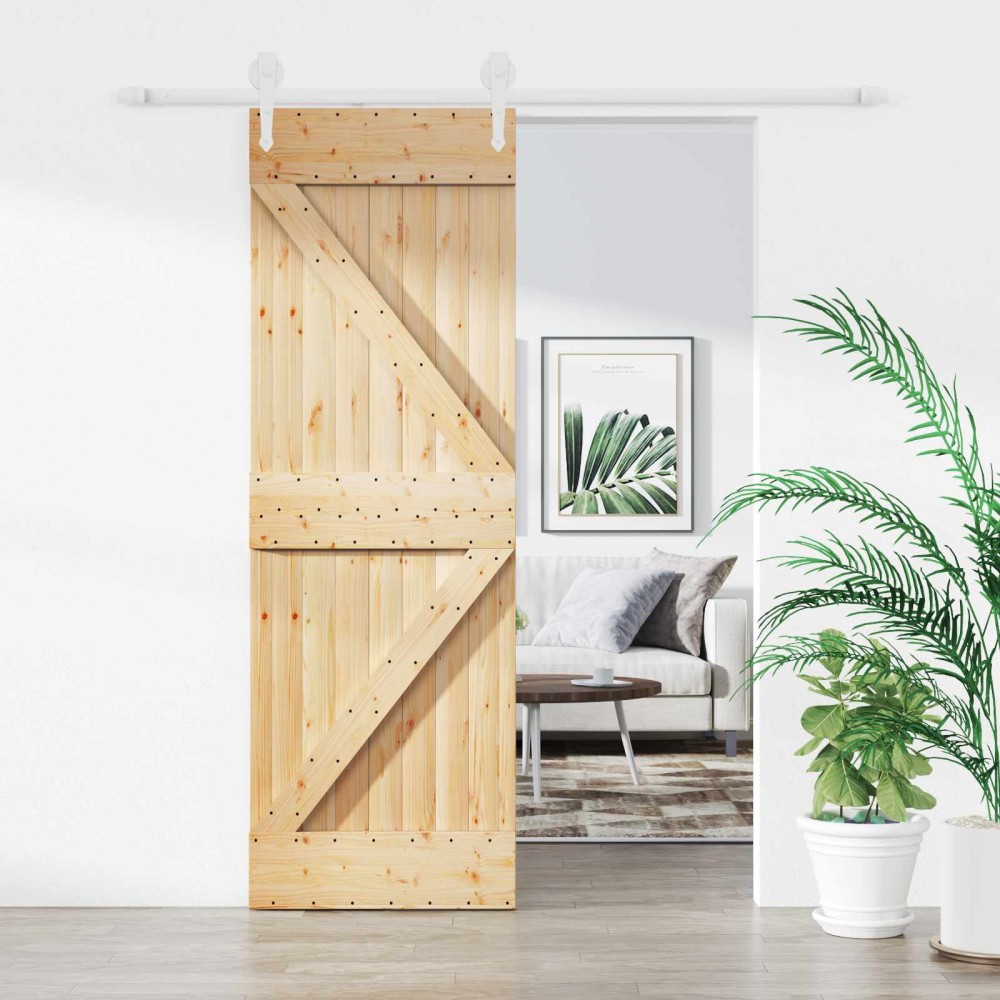 vidaXL Συρόμενη Πόρτα Φυσικό και Λευκό 70 x 210 cm