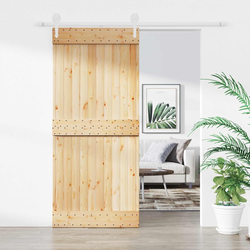 vidaXL Συρόμενη Πόρτα Φυσικό και Λευκό 90 x 210 cm