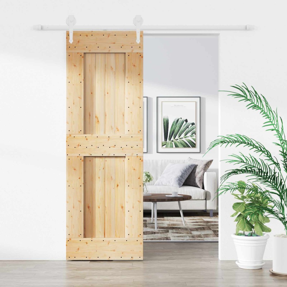 vidaXL Συρόμενη Πόρτα Φυσικό και Λευκό 70 x 210 cm