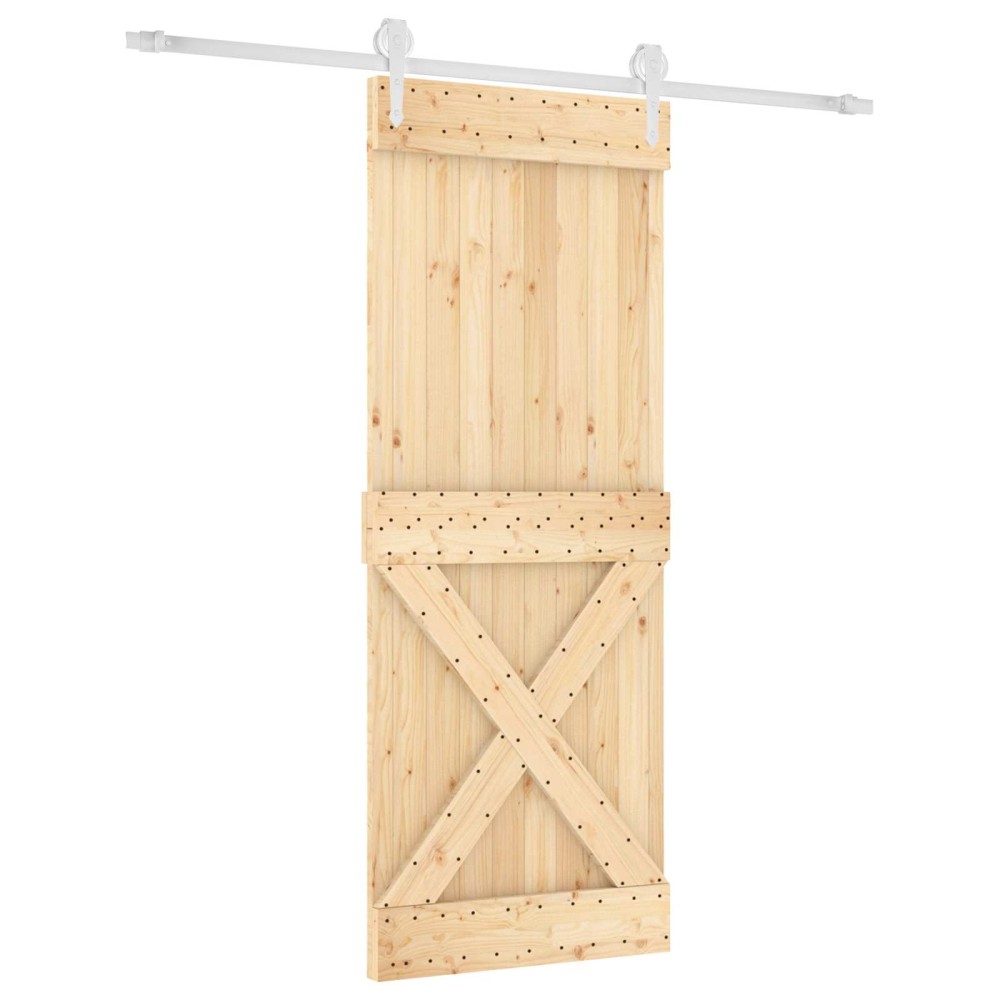 vidaXL Συρόμενη Πόρτα Φυσικό και Λευκό 80 x 210 cm