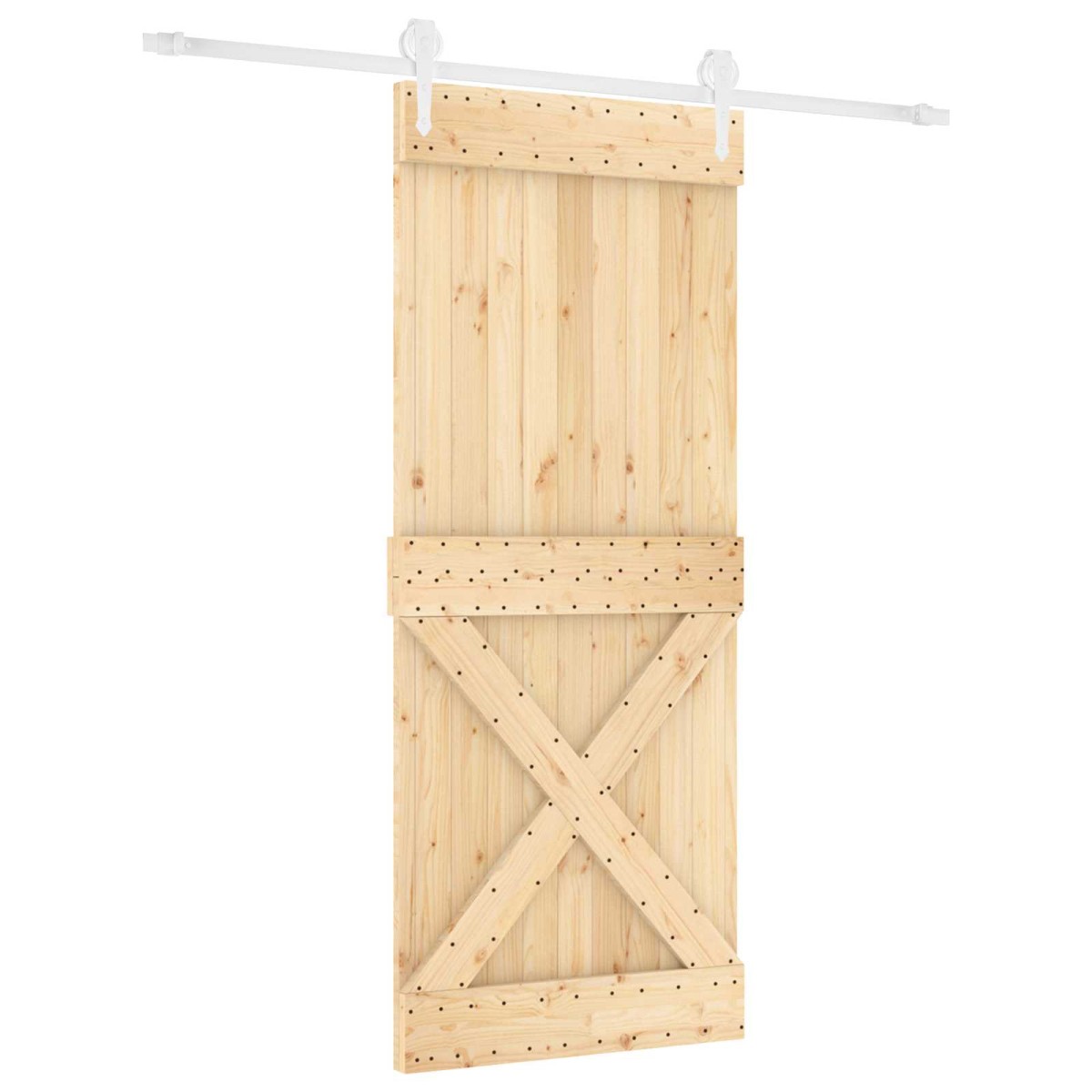 vidaXL Συρόμενη Πόρτα Φυσικό και Λευκό 85 x 210 cm