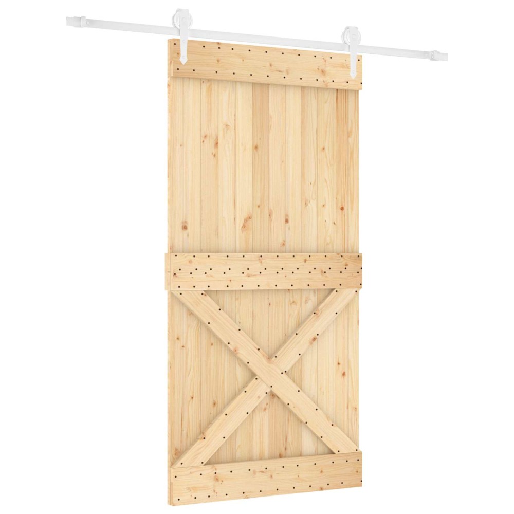vidaXL Συρόμενη Πόρτα Φυσικό και Λευκό 100 x 210 cm