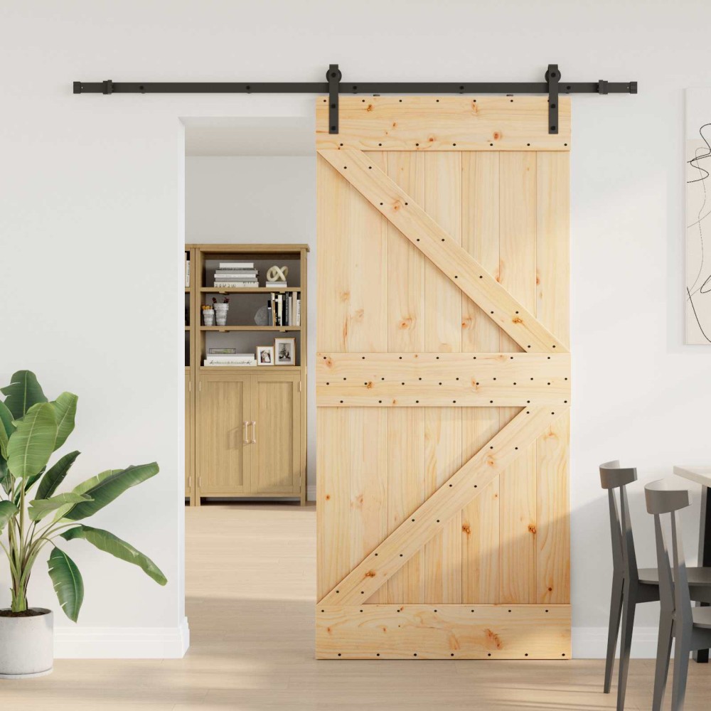 vidaXL Συρόμενη Πόρτα NARVIK Φυσικό και Μαύρο 100 x 210 εκ (213,5 εκ)