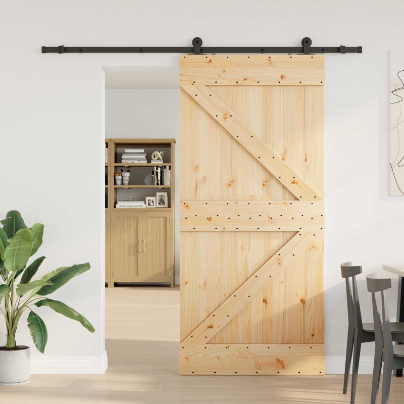 vidaXL Συρόμενη Πόρτα NARVIK Φυσικό και Μαύρο 90 x 210 εκ (213,5 εκ)
