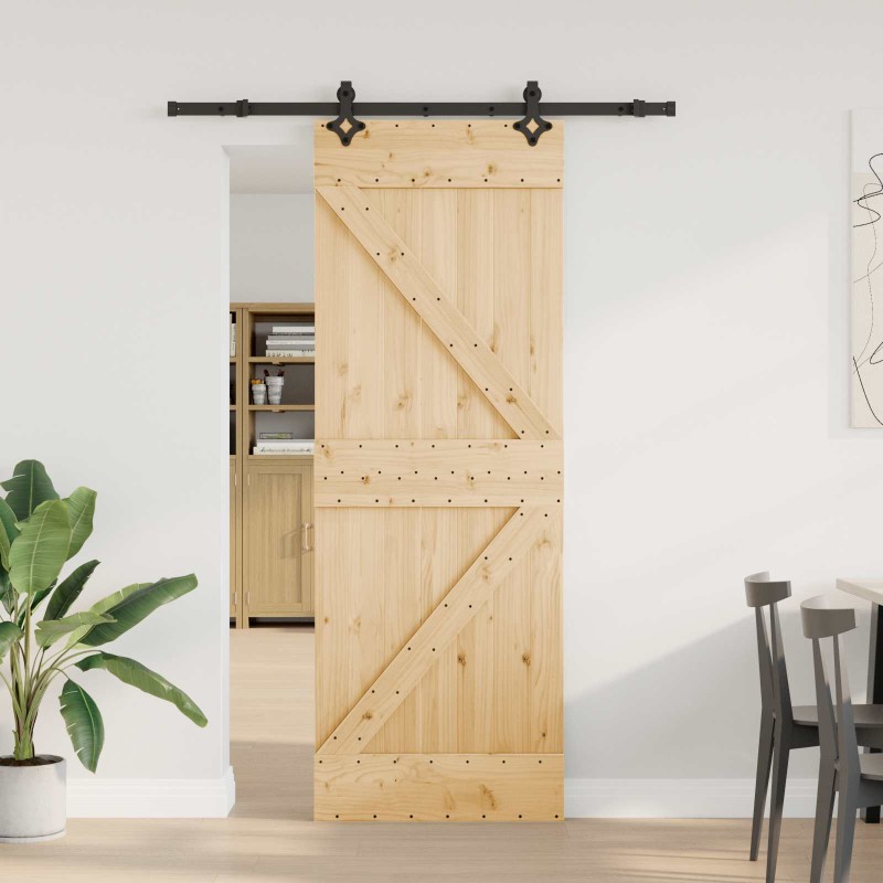 vidaXL Συρόμενη Πόρτα NARVIK Φυσικό και Μαύρο 70 x 210 εκ (152,5 εκ)
