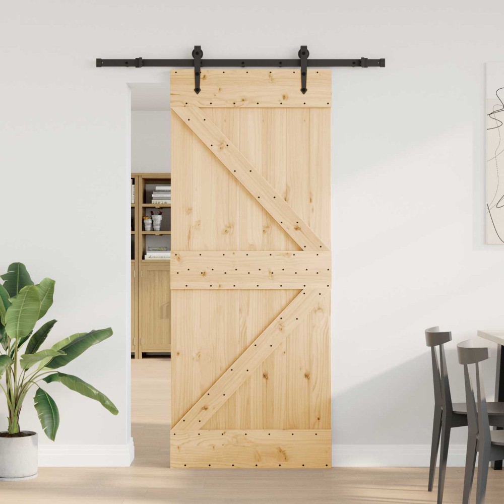 vidaXL Συρόμενη Πόρτα NARVIK Φυσικό και Μαύρο 85 x 210 εκ (152,5 εκ)