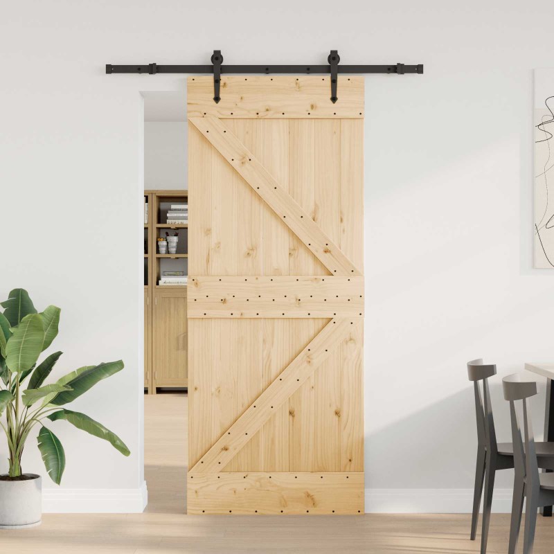 vidaXL Συρόμενη Πόρτα NARVIK Φυσικό και Μαύρο 85 x 210 εκ (152,5 εκ)