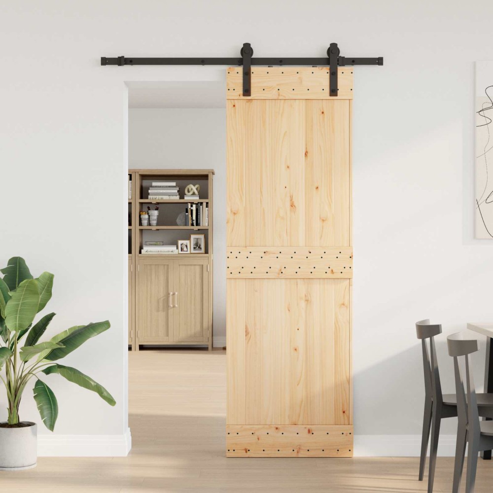 vidaXL Συρόμενη Πόρτα NARVIK Φυσικό και Μαύρο 70 x 210 εκ (152,5 εκ)
