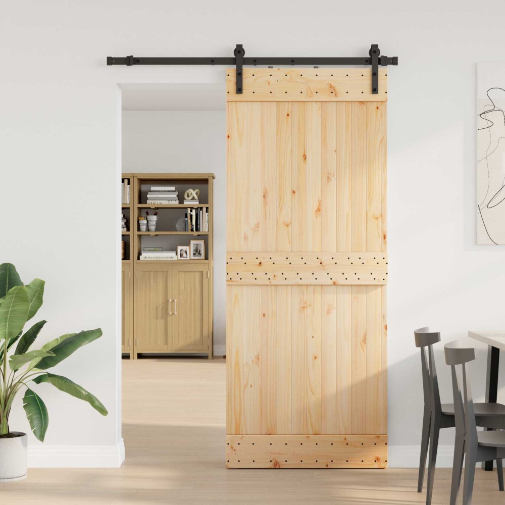 vidaXL Συρόμενη Πόρτα NARVIK Φυσικό και Μαύρο 85 x 210 εκ (152,5 εκ)