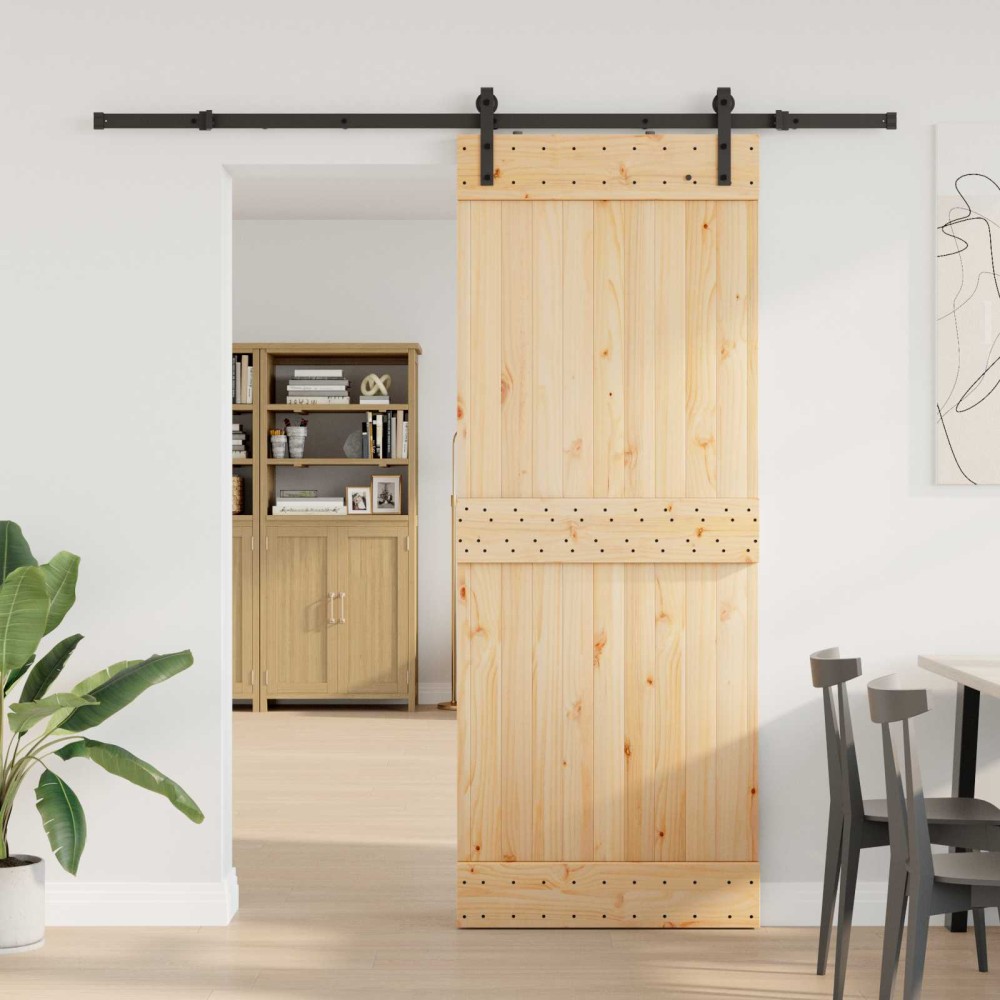 vidaXL Συρόμενη Πόρτα NARVIK Φυσικό και Μαύρο 80 x 210 εκ (213,5 εκ)