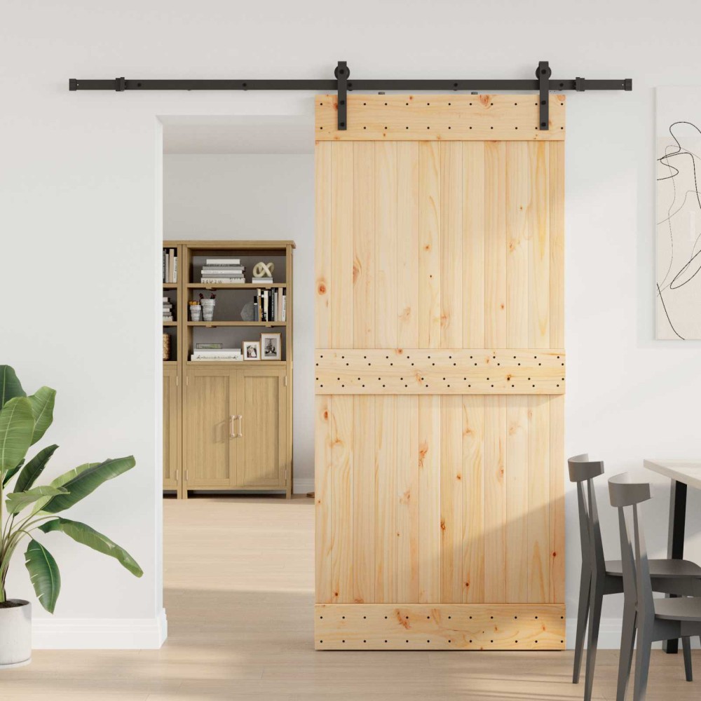 vidaXL Συρόμενη Πόρτα NARVIK Φυσικό και Μαύρο 95 x 210 εκ (213,5 εκ)
