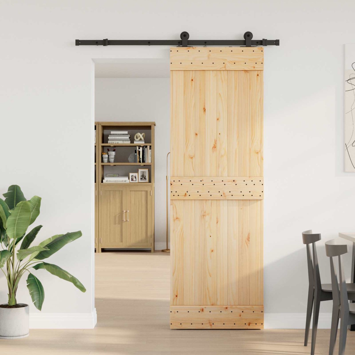 vidaXL Συρόμενη Πόρτα NARVIK Φυσικό και Μαύρο 70 x 210 εκ (152,5 εκ)