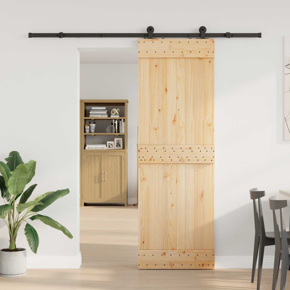 vidaXL Συρόμενη Πόρτα NARVIK Φυσικό και Μαύρο 70 x 210 εκ (213,5 εκ)