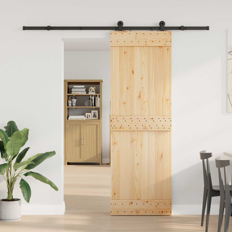 vidaXL Συρόμενη Πόρτα NARVIK Φυσικό και Μαύρο 70 x 210 εκ (213,5 εκ)