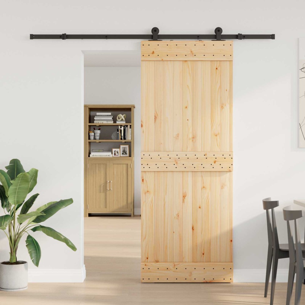 vidaXL Συρόμενη Πόρτα NARVIK 80 x 210 εκ (213,5 εκ) Φυσικό και Μαύρο