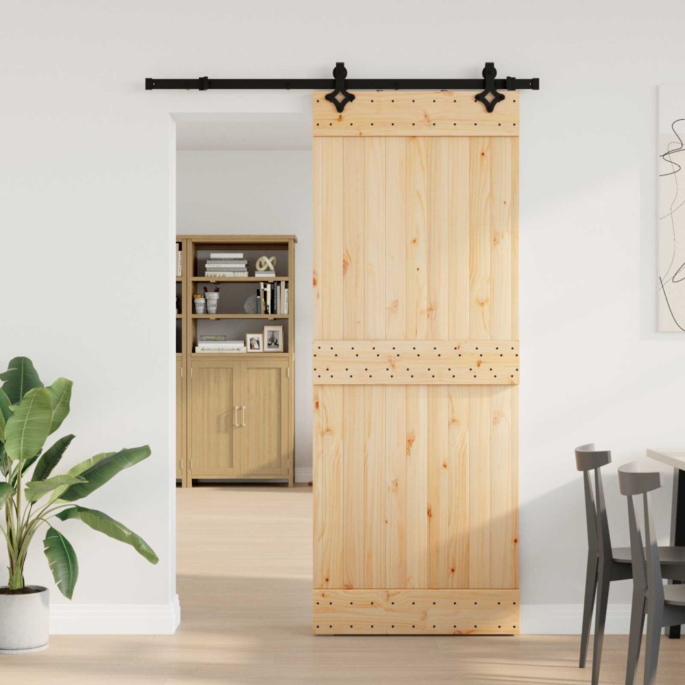 vidaXL Συρόμενη Πόρτα NARVIK Φυσικό και Μαύρο 80 x 210 εκ (152,5 εκ)