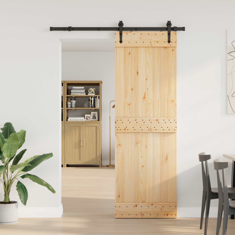 vidaXL Συρόμενη Πόρτα NARVIK Φυσικό και Μαύρο 70 x 210 εκ (152,5 εκ)