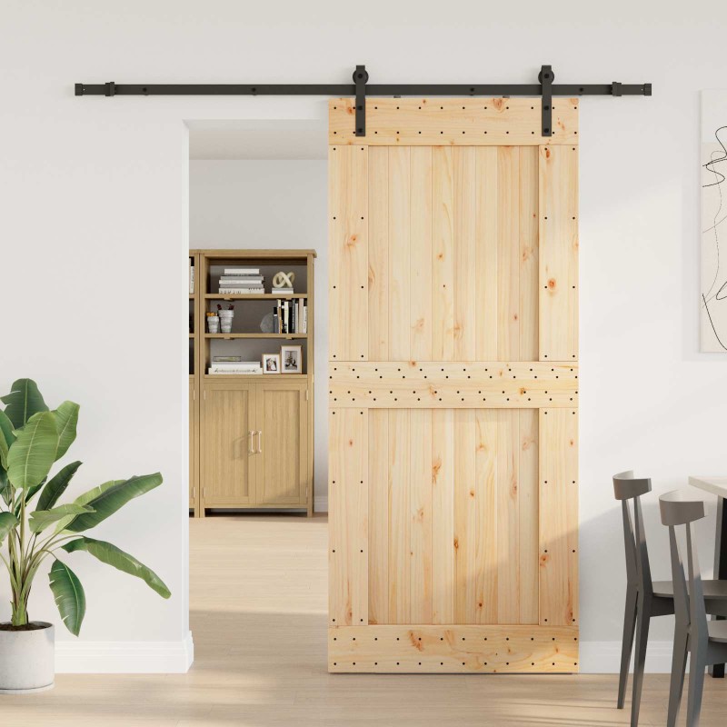vidaXL Συρόμενη Πόρτα NARVIK Φυσικό και Μαύρο 100 x 210 εκ (213,5 εκ)