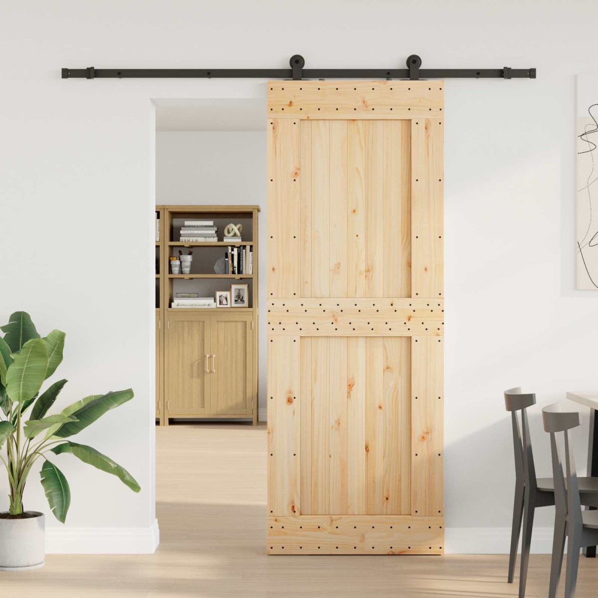vidaXL Συρόμενη Πόρτα NARVIK 85 x 210 εκ (213,5 εκ) Φυσικό και Μαύρο