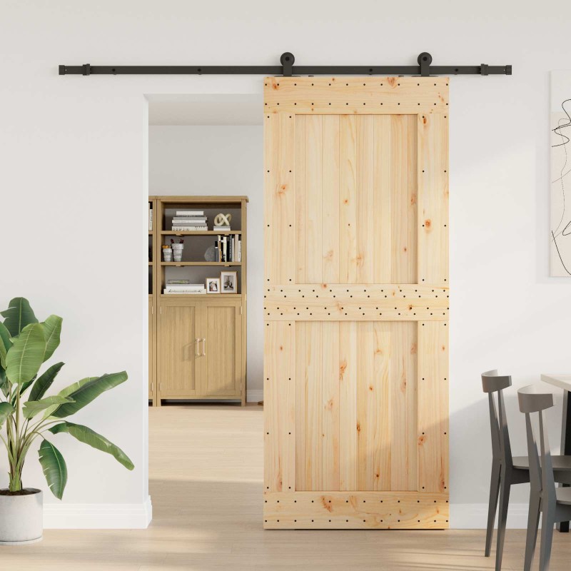 vidaXL Συρόμενη Πόρτα NARVIK Φυσικό και Μαύρο 95 x 210 εκ (213,5 εκ)