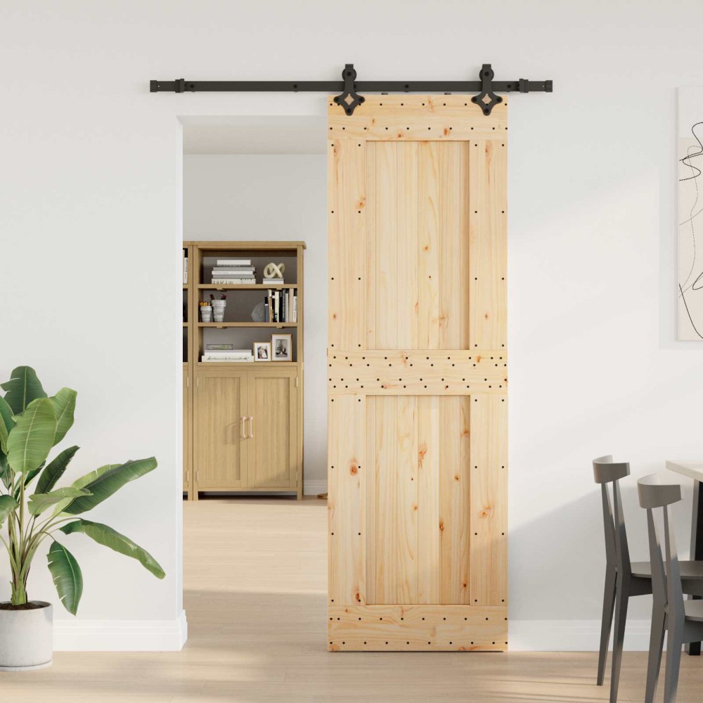 vidaXL Συρόμενη Πόρτα NARVIK Φυσικό και Μαύρο 70 x 210 εκ (152,5 εκ)